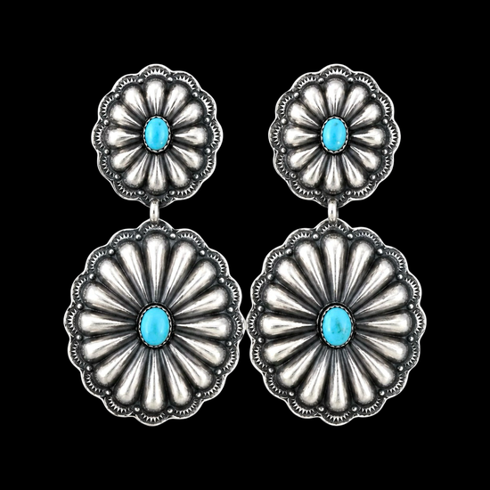 Kingman Turquoise earrings handcrafted by Native American artist Rita Lee