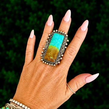 Kingman Turquoise ring handcrafted by Native American artist Marcus Chavez