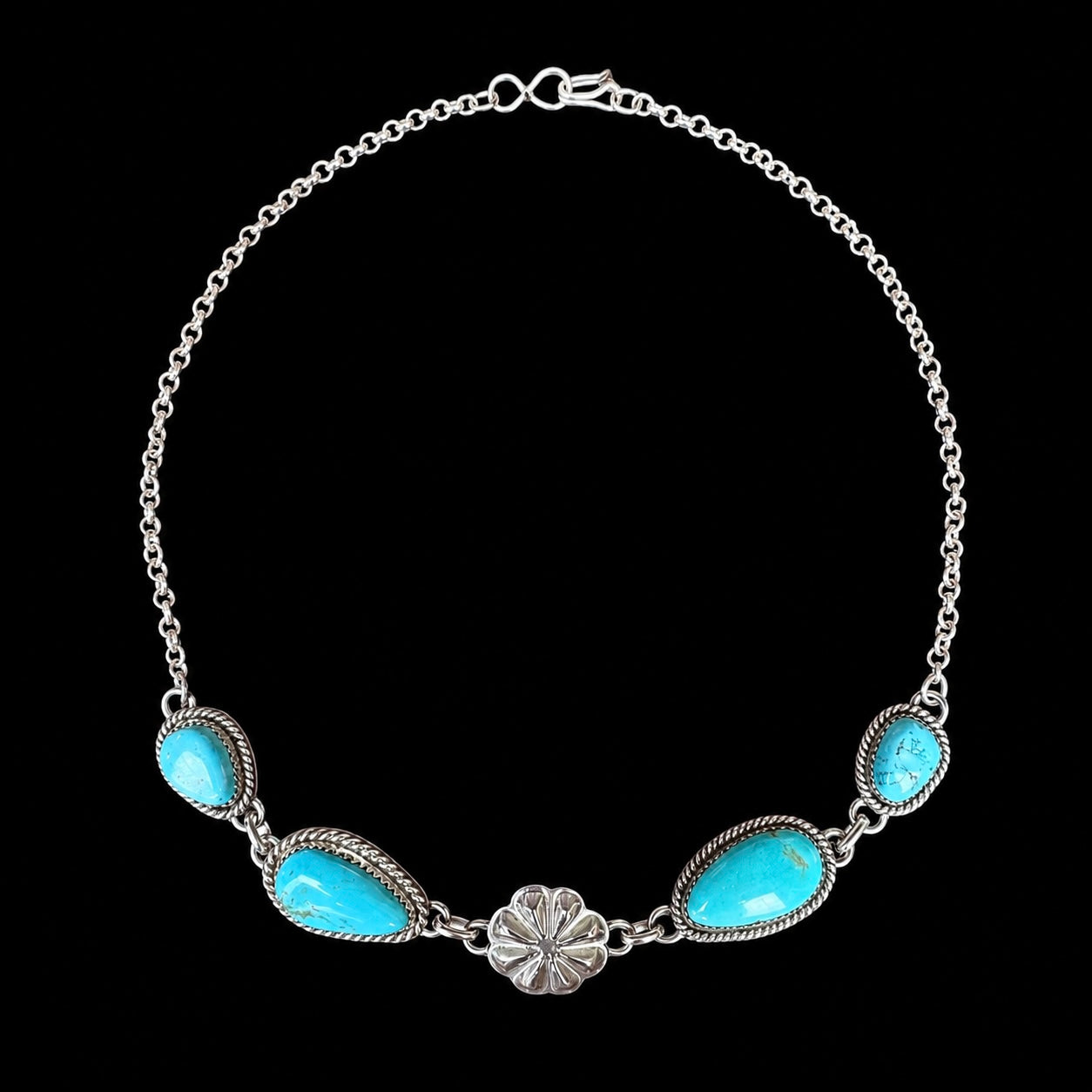 Kingman choker handcrafted by Native American artist Lorenzo and Jerilyn Chee