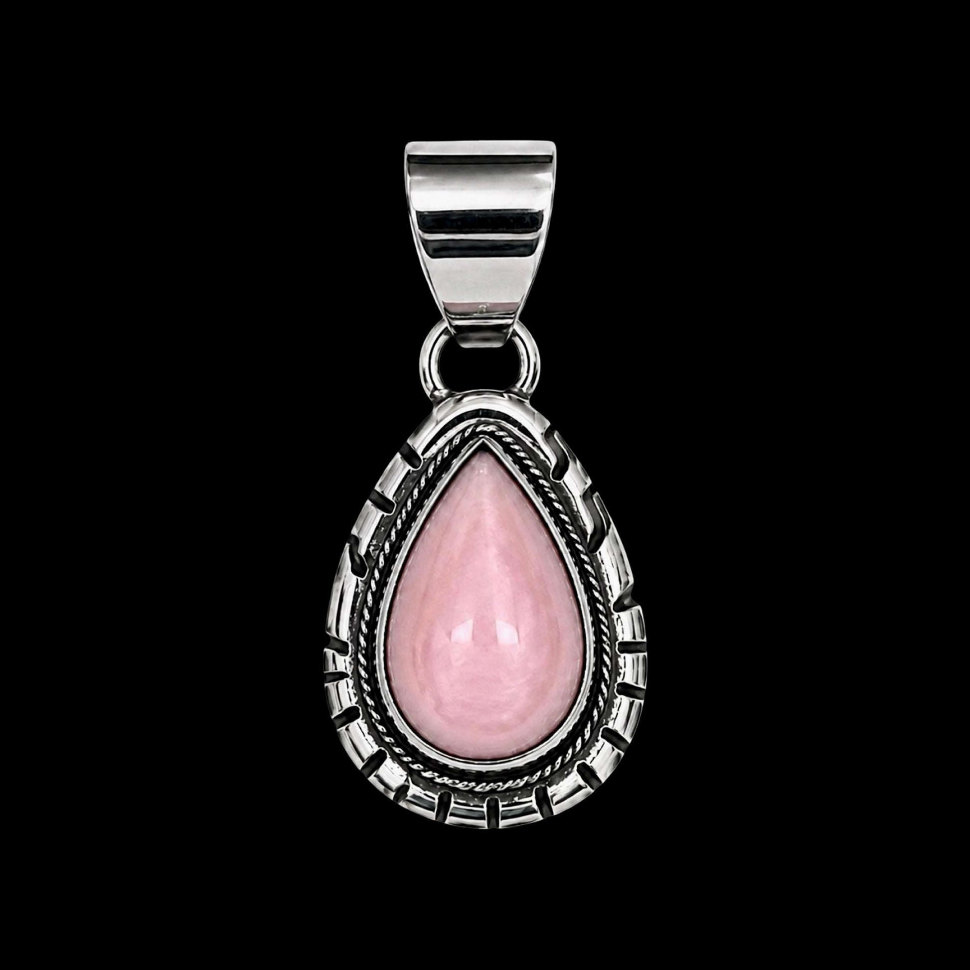 Pink Conch pendant handcrafted by Native American artist Jadora Frank