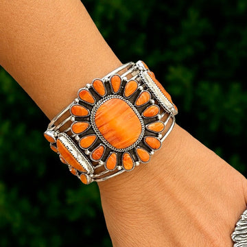 Orange Spiny bracelet handcrafted by Native American artist Leander Tahe