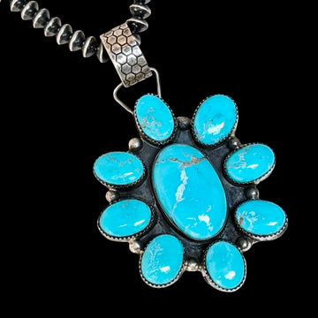White Water Turquoise pendant handcrafted by Native American artist Tia Long