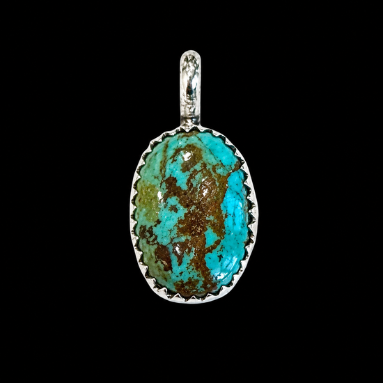 Kingman Turquoise pendant handcrafted by Native American artist Ronald Lee