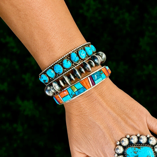 The Valle 8 & 12mm Navajo Pearl Bracelet - Sterling Silver Handcrafted by Tonisha Haley