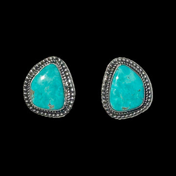 Tyrone Turquoise earrings handcrafted by Native American artist Tawney Willie