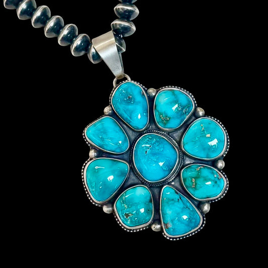 Natural Fox Turquoise pendant handcrafted by Native American artist Kathleen Livingston