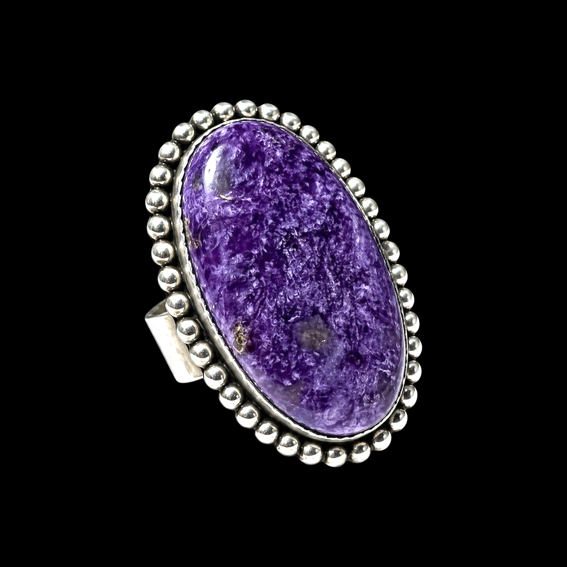 Charoite ring handcrafted by Native American artist Philbert Nez