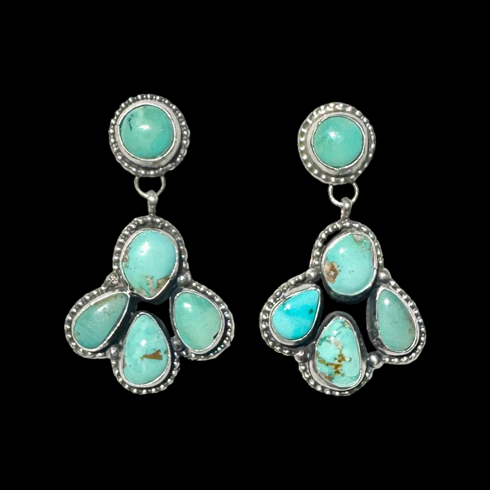 Royston Turquoise earrings handcrafted by Native American artist Ella Peters