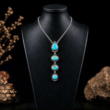 Kingman Turquoise lariat handcrafted by Native American artist Letricia Largo
