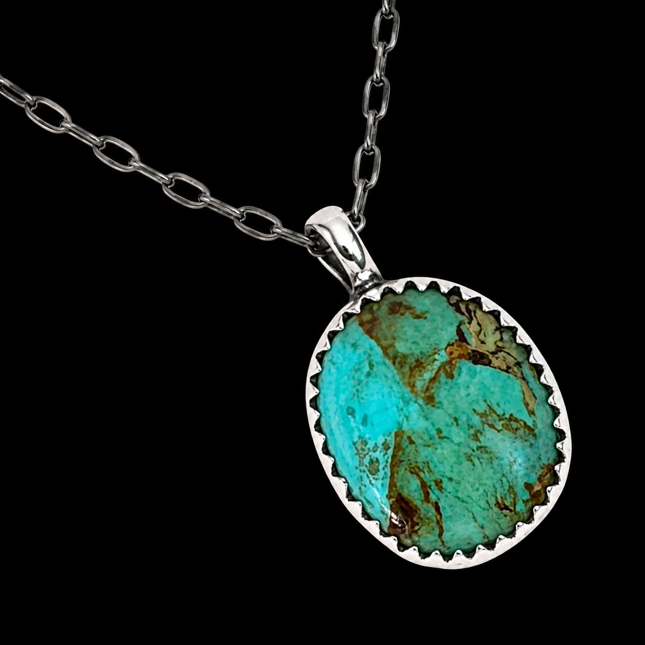 Kingman Turquoise pendant handcrafted by Native American artist Ronald Lee