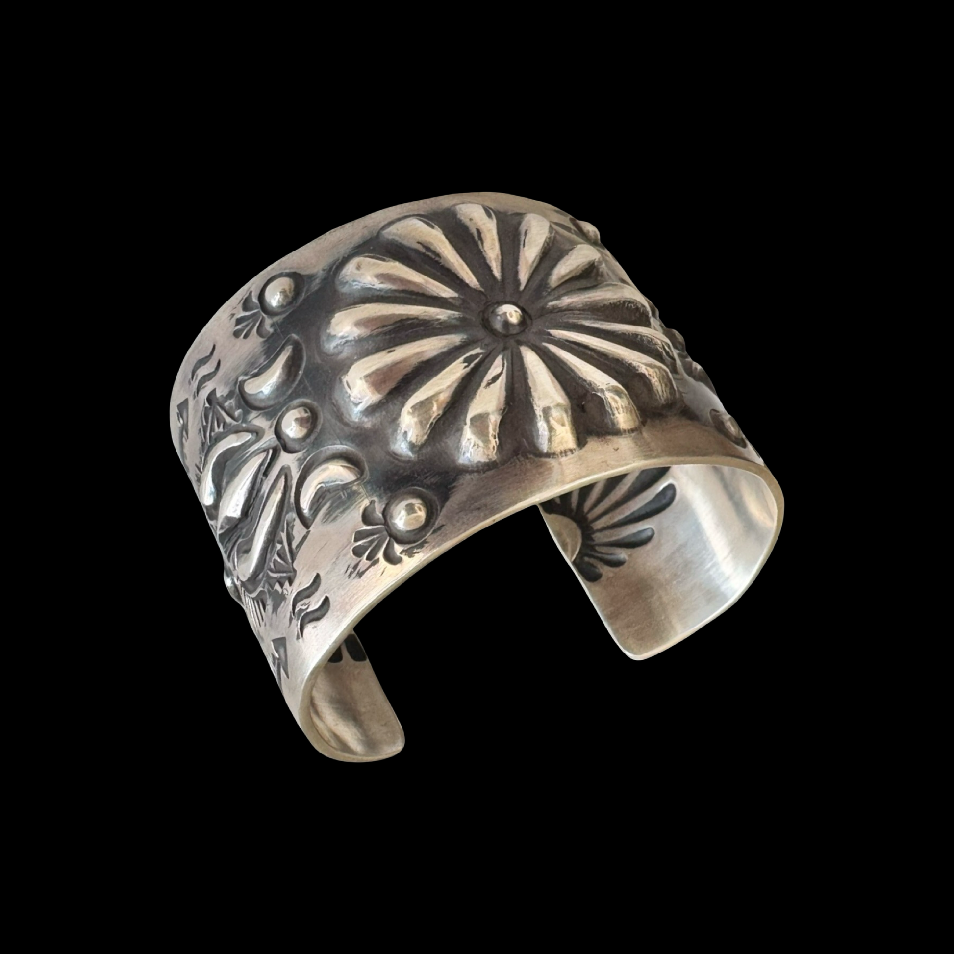Sterling Silver cuff handcrafted by Native American artist Elvira Bill
