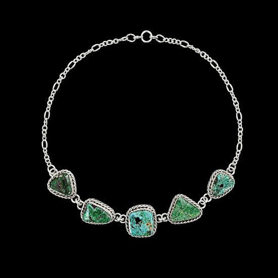 Mixed Mine Turquoise choker handcrafted by Native American artist Lorenzo and Jerilyn Chee