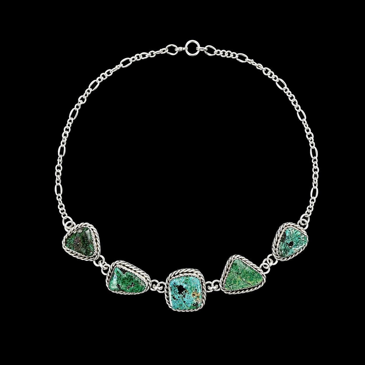 Mixed Mine Turquoise choker handcrafted by Native American artist Lorenzo and Jerilyn Chee