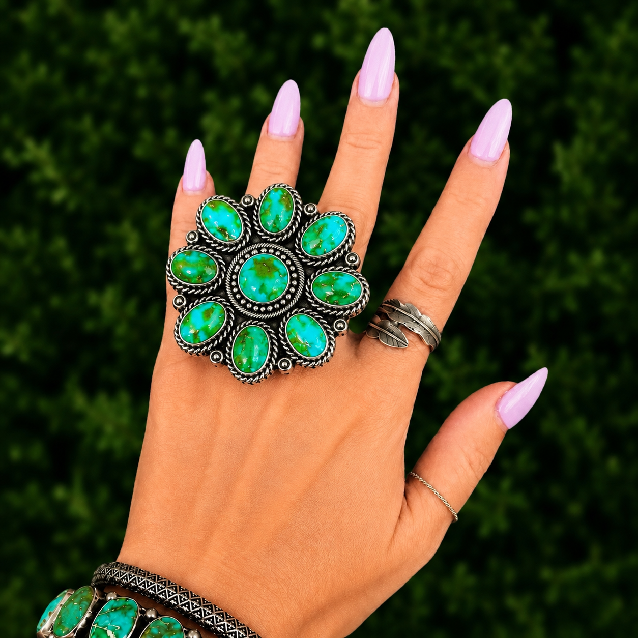 Sonoran Gold Turquoise ring handcrafted by Native American artist Hemerson Brown
