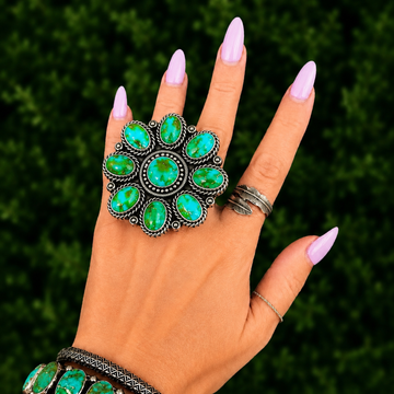 Sonoran Gold Turquoise ring handcrafted by Native American artist Hemerson Brown