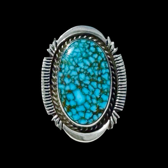 Birdseye Kingman Turquoise ring handcrafted by Native American artist Joe Paul