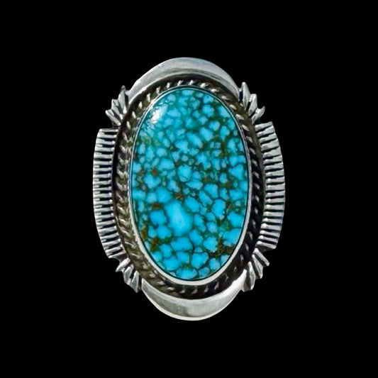 Birdseye Kingman Turquoise ring handcrafted by Native American artist Joe Paul