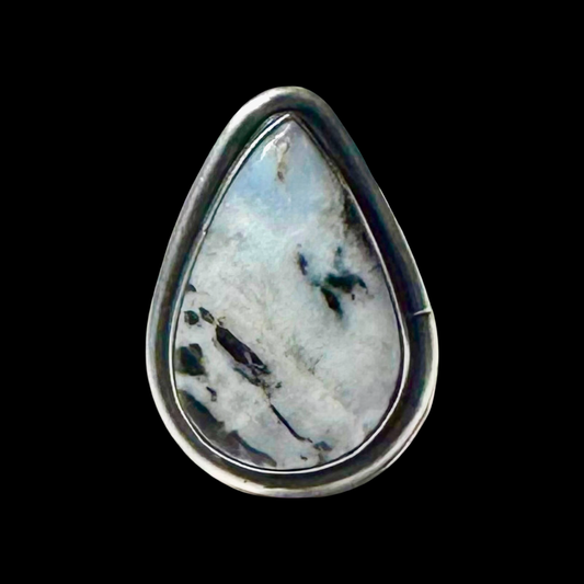 White Buffalo Dolomite ring handcrafted by Native American artist Antoinette Martinez