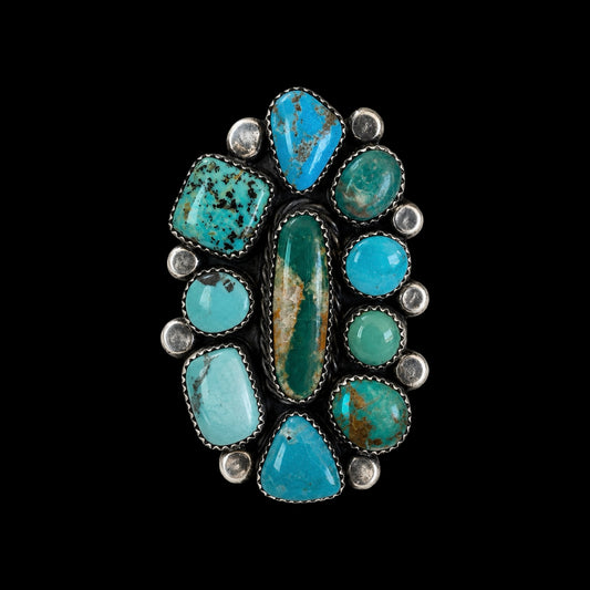 The Wrenley Ring (Adjustable) - Mixed Mine Turquoise by Marcus Chavez