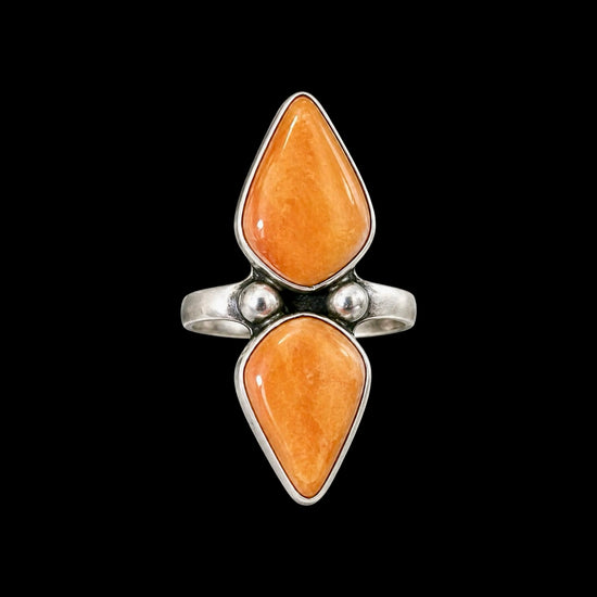 Orange Spiny Oyster ring handcrafted by Native American artist Jimmie Garcia