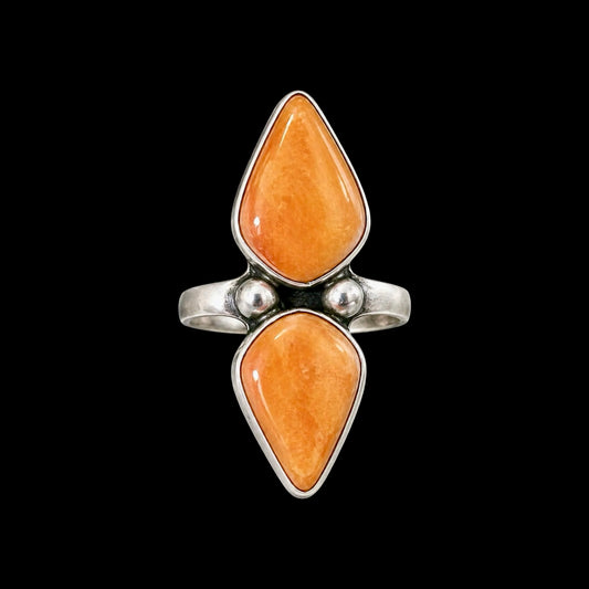 Orange Spiny Oyster ring handcrafted by Native American artist Jimmie Garcia