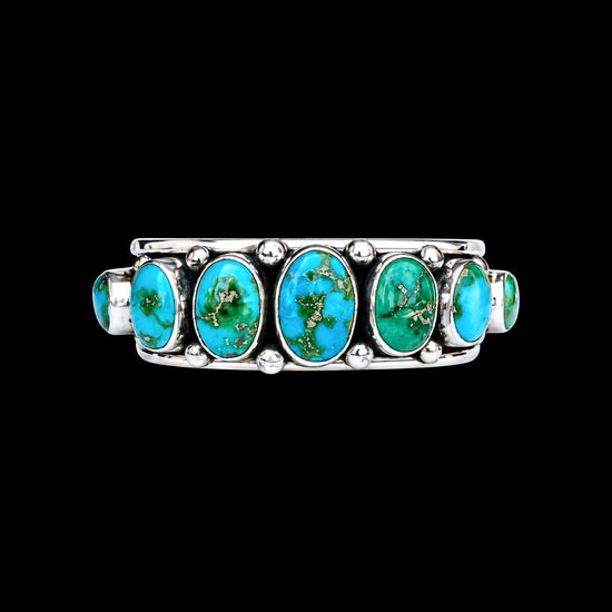 7 Stone Natural Sonoran Gold cuff handcrafted by Native American artist Albert Jake (Heavy by Hand)