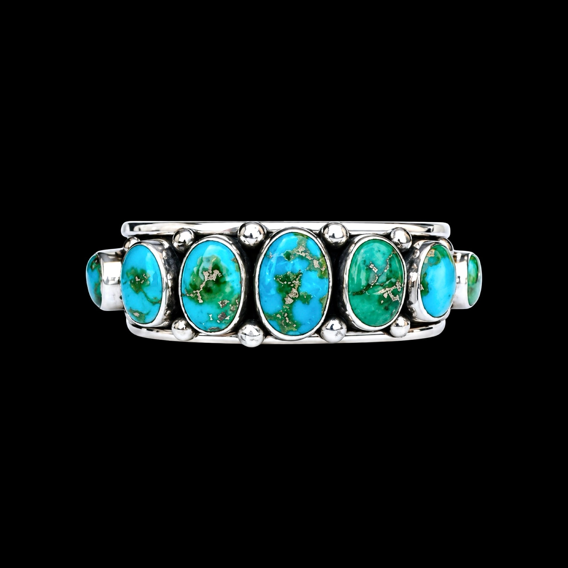 7 Stone Natural Sonoran Gold cuff handcrafted by Native American artist Albert Jake (Heavy by Hand)
