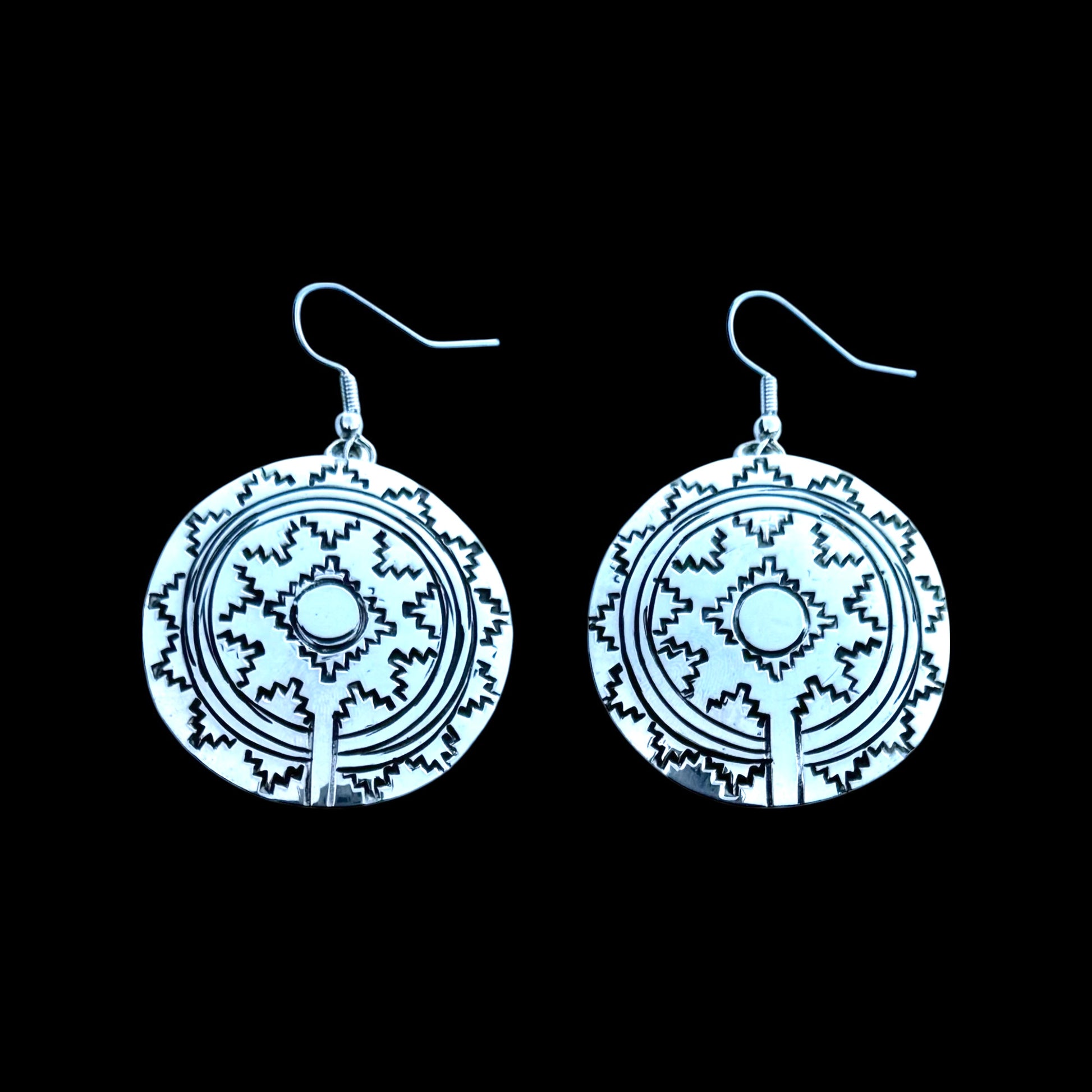 Sterling Silver earrings handcrafted by Native American artist Navajo Artist