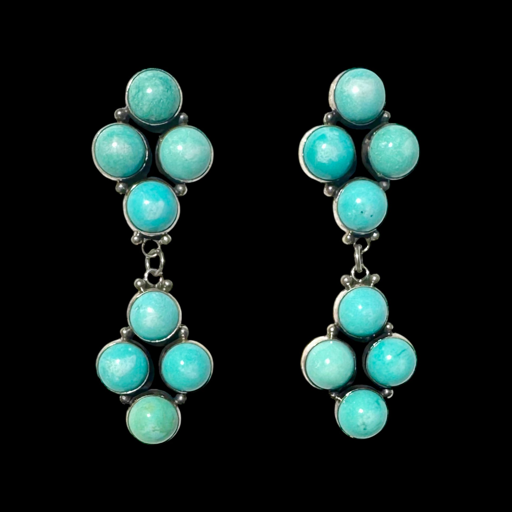 Campitos Turquoise earrings handcrafted by Native American artist Della Wylie