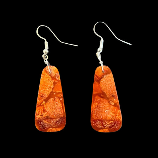 Multi-color Slabs earrings handcrafted by Native American artist Ella Mae Garcia