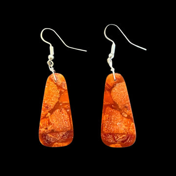 Multi-color Slabs earrings handcrafted by Native American artist Ella Mae Garcia