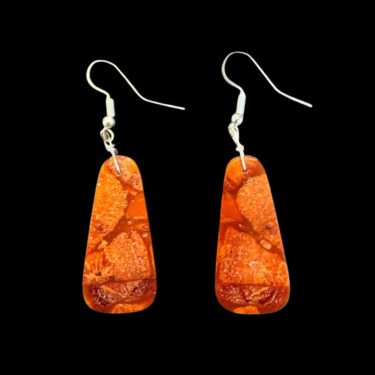 Multi-color Slabs earrings handcrafted by Native American artist Ella Mae Garcia