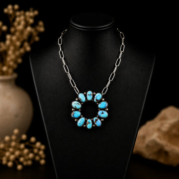 Golden Hills Turquoise necklace handcrafted by Native American artist Shiela Becenti
