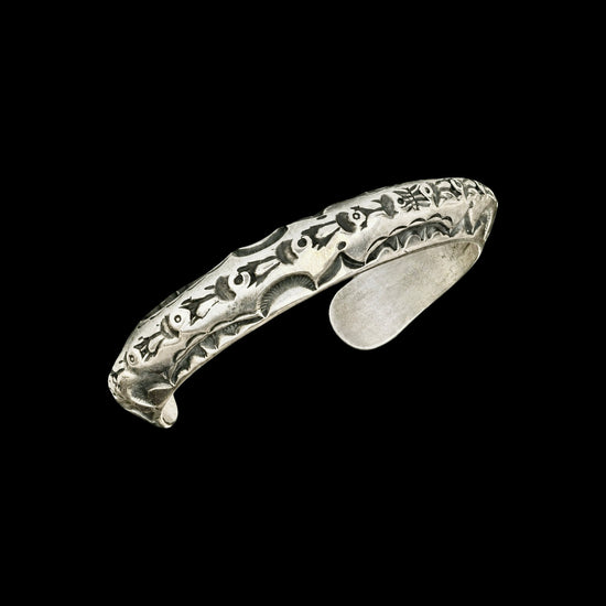 Carinated Sterling Silver cuff handcrafted by Native American artist Roland Dixon