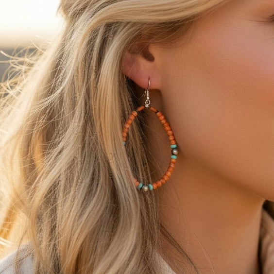 Handbeaded earrings handcrafted by Native American artist Irene Lovato