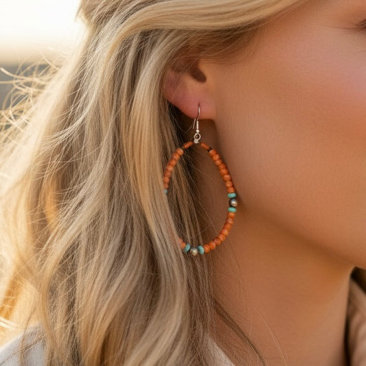 Handbeaded earrings handcrafted by Native American artist Irene Lovato