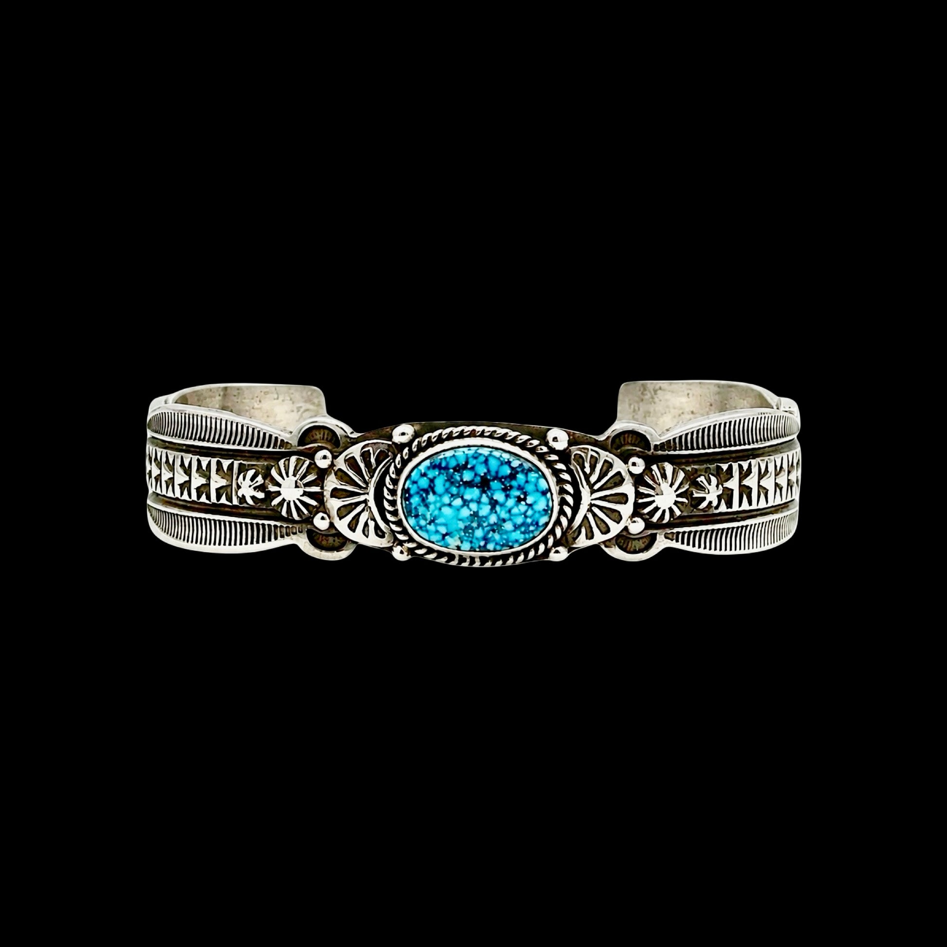 Natural Birdseye Kingman Turquoise bracelet handcrafted by Native American artist Happy Piasso