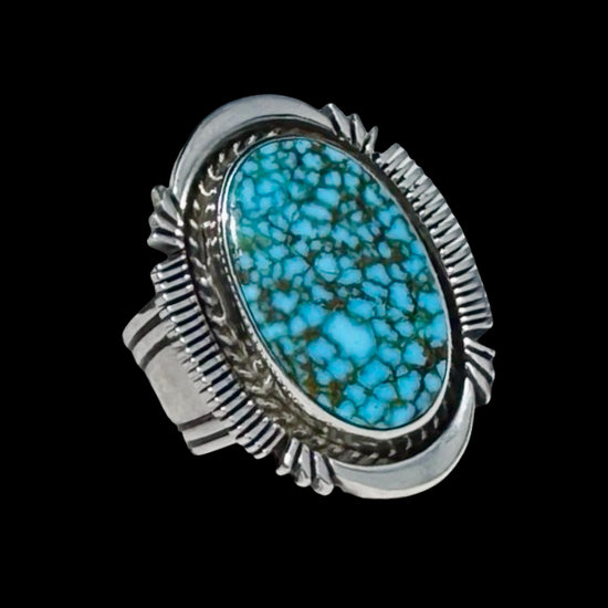 Birdseye Kingman Turquoise ring handcrafted by Native American artist Joe Paul