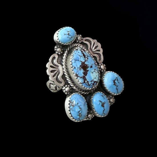 High-Grade Golden Hills Turquoise ring handcrafted by Native American artist Chris Etsitty