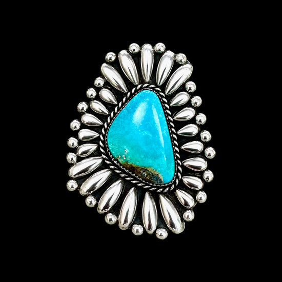 Kingman Turquoise ring handcrafted by Native American artist Marcus Chavez