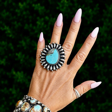 The Hawthorne Ring (Adjustable) - Tyrone Turquoise by Marcus Chavez
