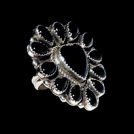 Black Onyx ring handcrafted by Native American artist Richard Nez