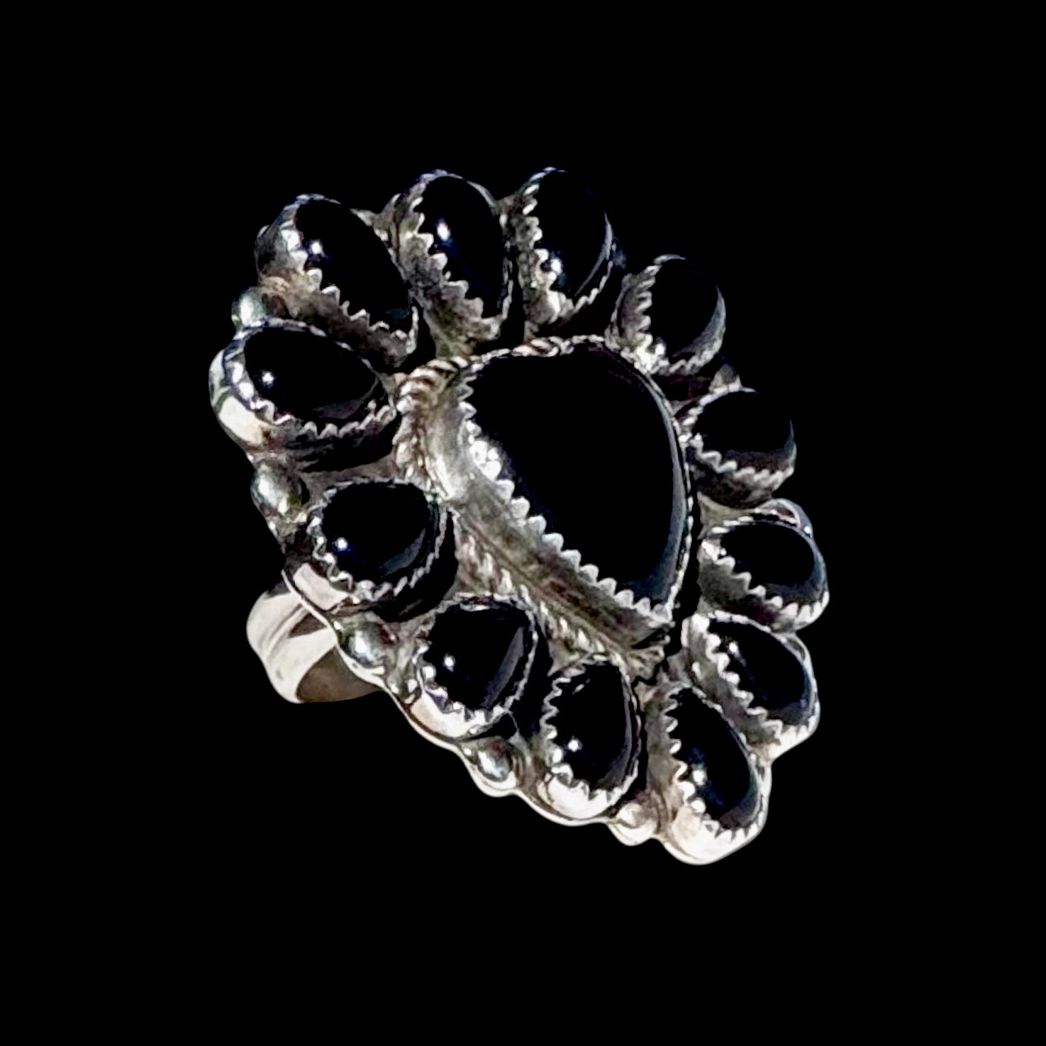 Black Onyx ring handcrafted by Native American artist Richard Nez