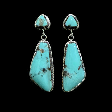 Kingman Turquoise earrings handcrafted by Native American artist Charlene Yazzie