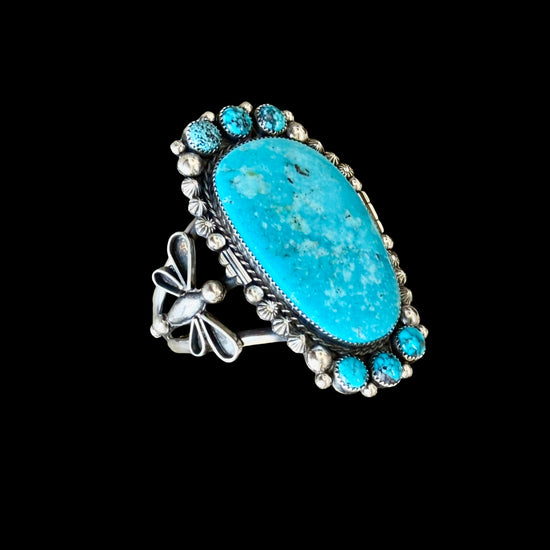 Blue Ridge Turquoise cuff handcrafted by Native American artist Marcus Chavez