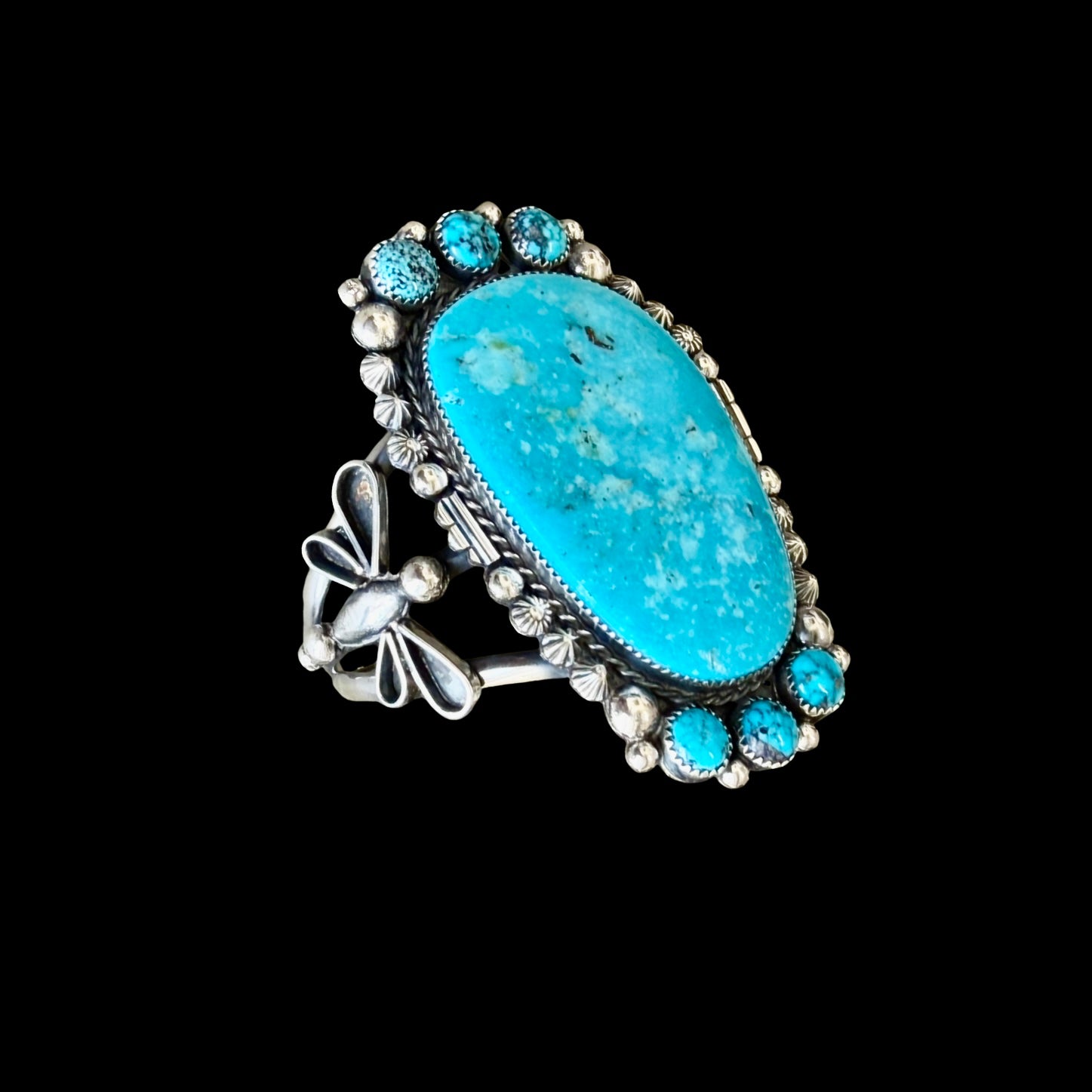 Blue Ridge Turquoise cuff handcrafted by Native American artist Marcus Chavez