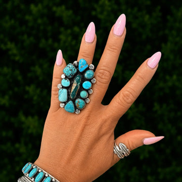 The Wrenley Ring (Adjustable) - Mixed Mine Turquoise by Marcus Chavez