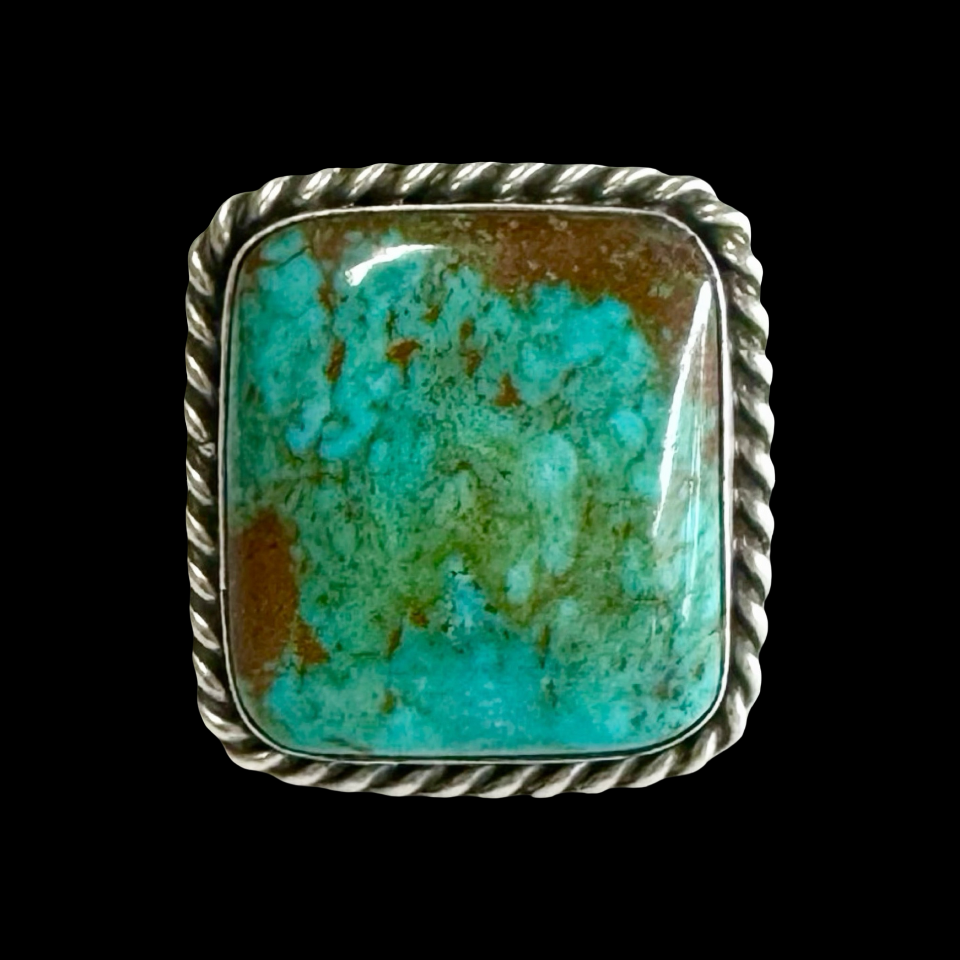 Kingman Turquoise ring handcrafted by Native American artist Augustine Largo