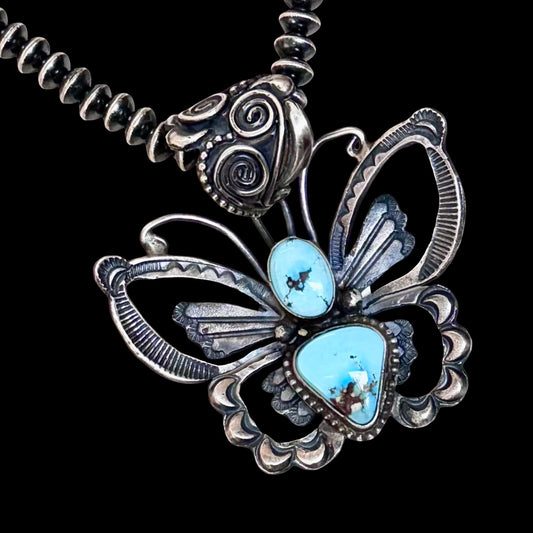Golden Hills Turquoise pendant handcrafted by Native American artist Shawn Cayatineto