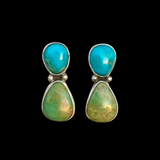 Kingman Turquoise earrings handcrafted by Native American artist Geraldine James